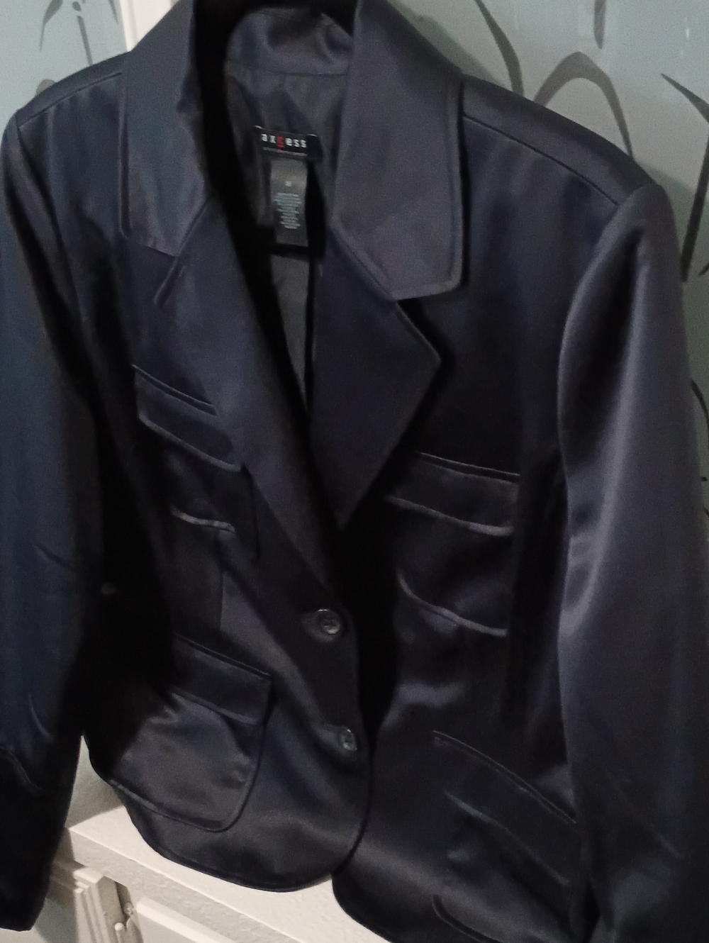 Axcess Satin Navy Blazer Jacket